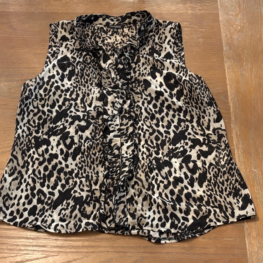 Elegant Animal Print Ruffle Blouse